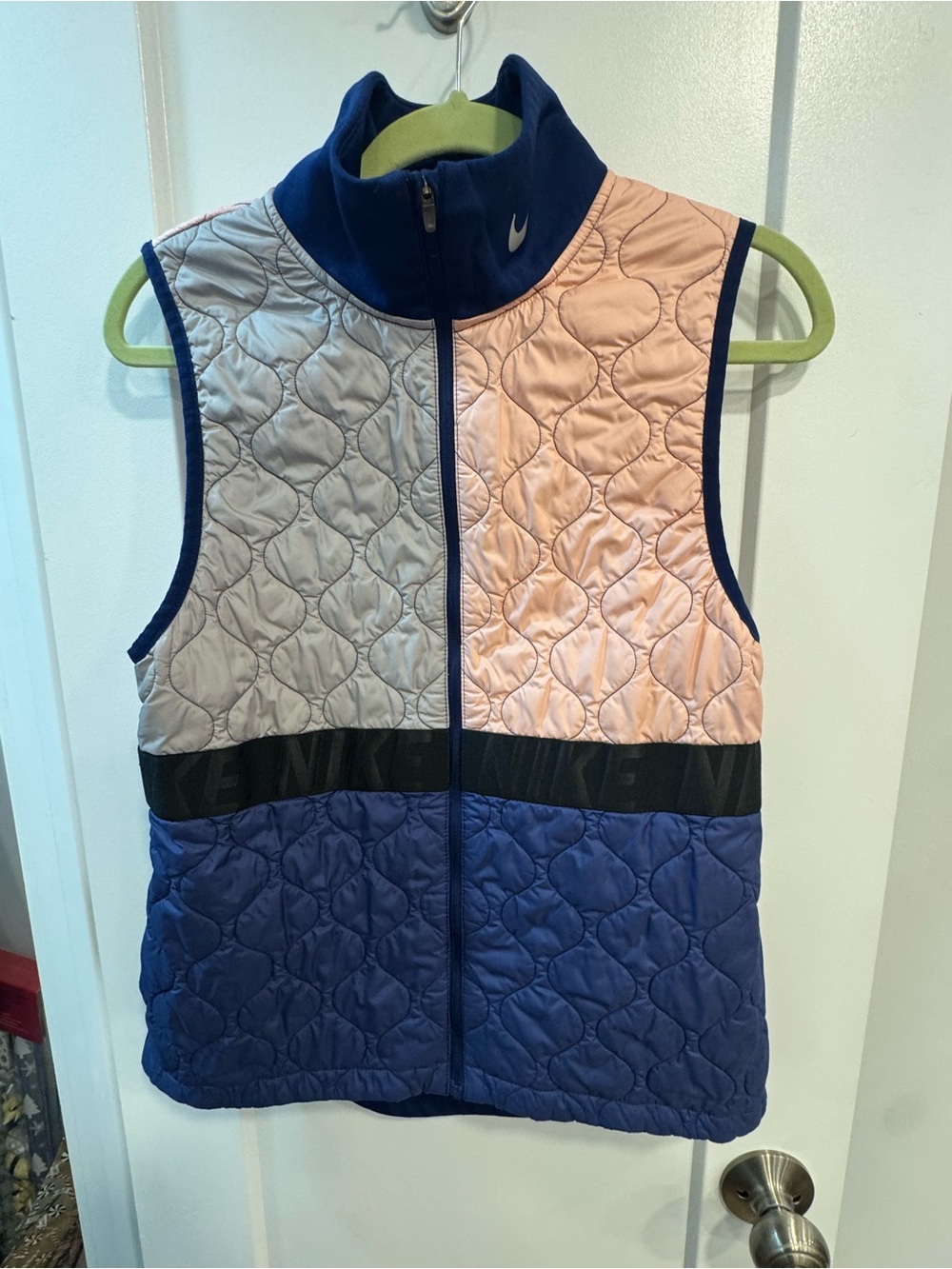 Nike Aerolayer Running Vest Women's M Blue Quilted Full Zip Performance